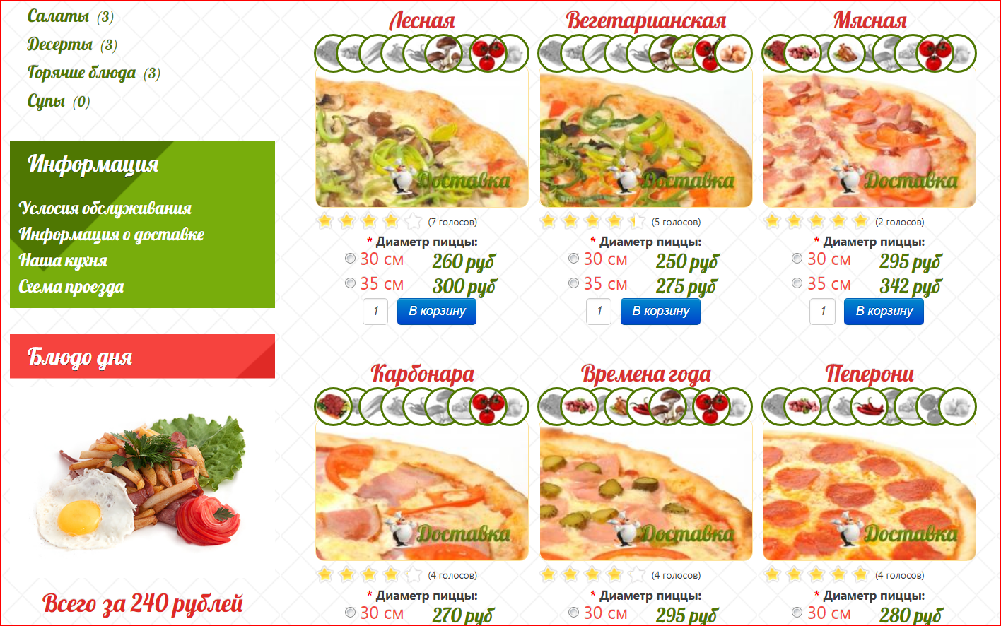 Доставка готовой еды (Пицца, Суши)